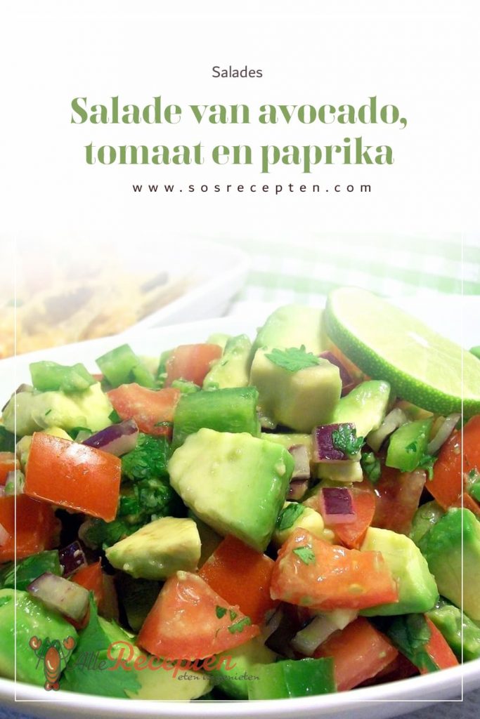 Salade van avocado, tomaat en paprika 